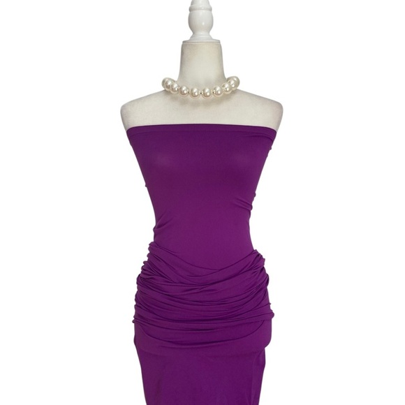 Wolford Fatal Dress Maxi Stretch Tube Dress Versatile in Magenta Hot Pink Purple - Picture 8 of 14